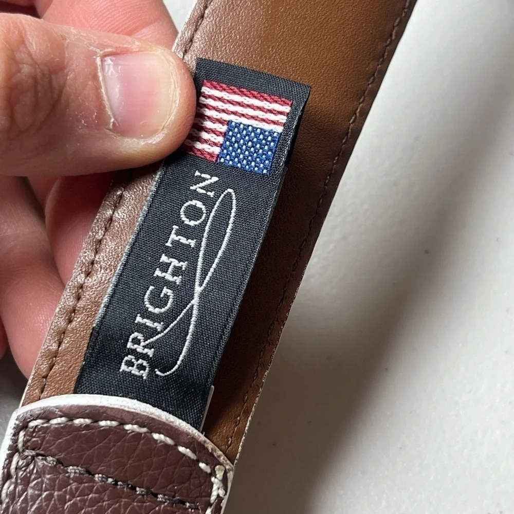 Brighton Hand Made in USA Men’s Size 44 Brown Leather Designer Belt Pebble